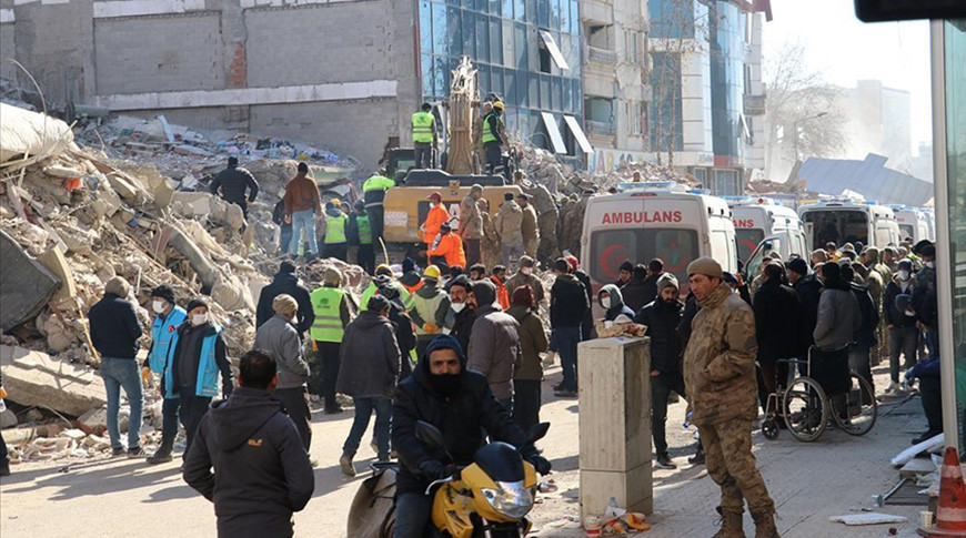 После землетрясения в Турции спасатели достают из-под завалов домашних животных